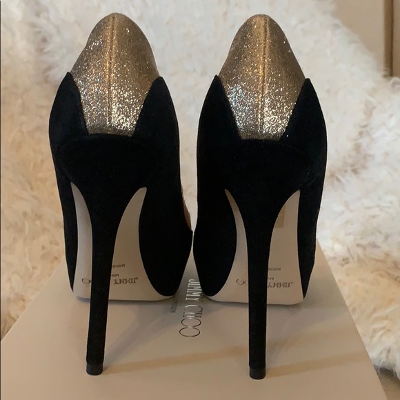 Jimmy Choo Sepia Suede/Glitter Pumps Size 37 - Picture 7 of 12